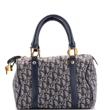 Christian Dior Vintage Trotter Boston Bag Diorissimo Canvas Small