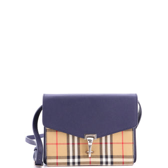 Burberry Macken Crossbody Bag Leather and Vintage Check Canvas Small