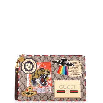Gucci Courrier Pouch GG Coated Canvas with Applique