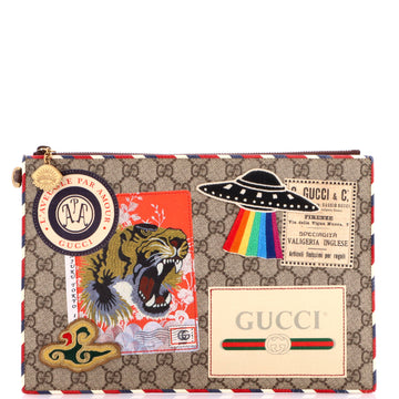 Courrier Pouch GG Coated Canvas with Applique