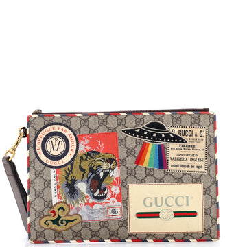 Gucci Courrier Pouch GG Coated Canvas with Applique