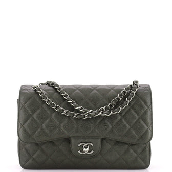 Chanel Classic Double Flap Bag Quilted Caviar Jumbo