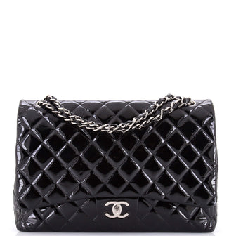 Chanel Classic Double Flap Bag Quilted Patent Maxi