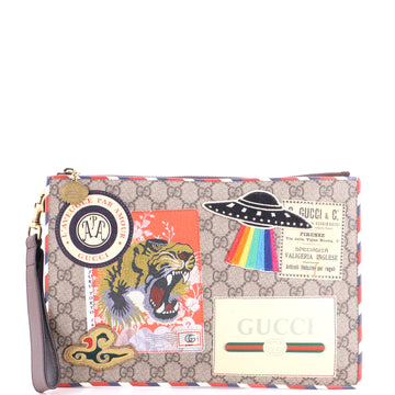 Gucci Courrier Pouch GG Coated Canvas with Applique