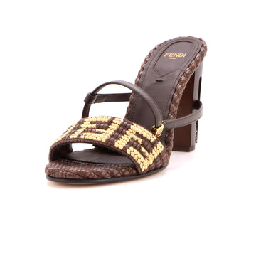 Fendi Women's Delfina Sandals Zucca Raffia