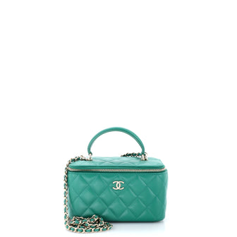 Chanel Classic Top Handle Vanity Case with Chain Quilted Lambskin Small