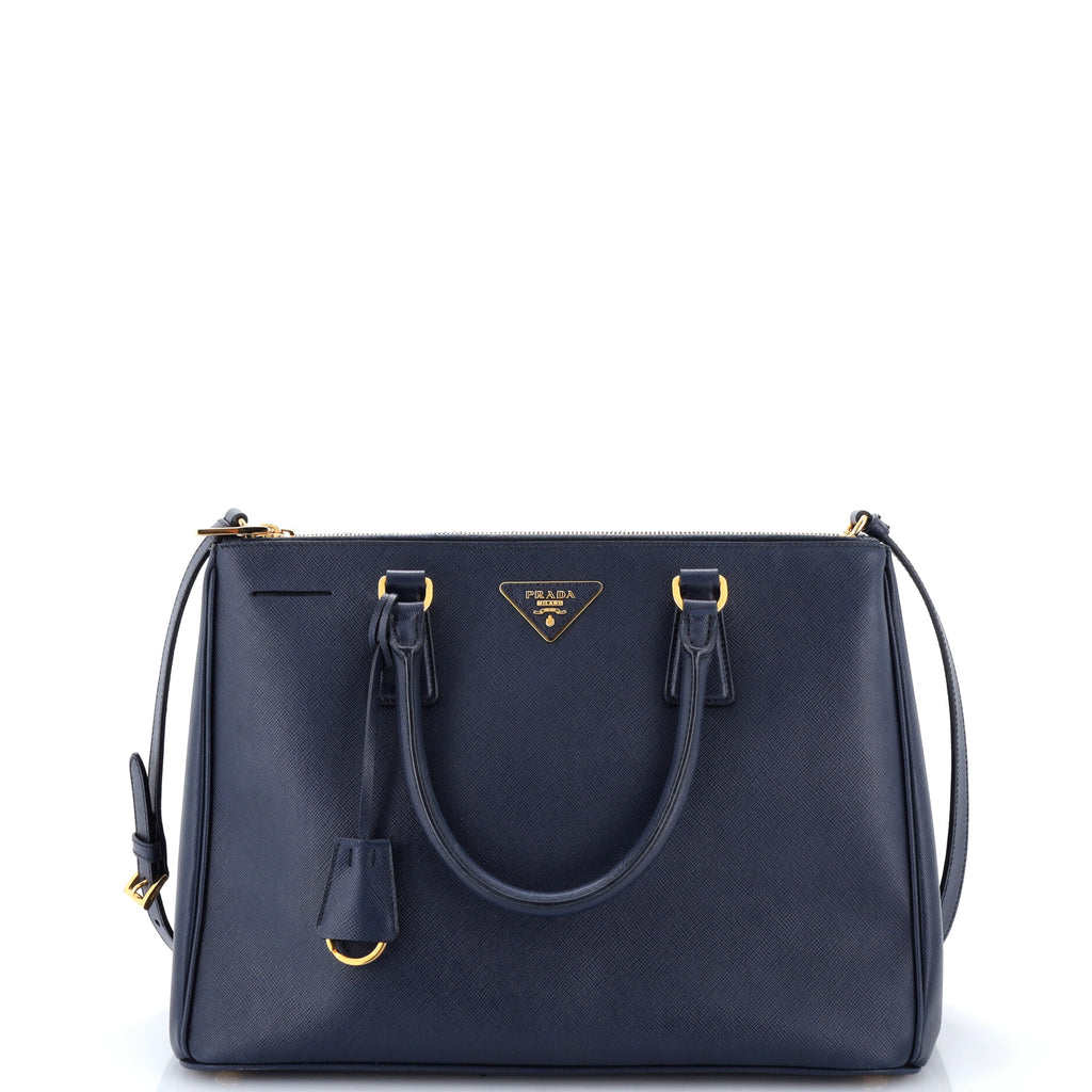 Prada Double Zip Lux Tote Saffiano Leather Medium Blue 4345891