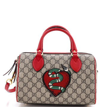 Gucci Convertible Boston Bag Embroidered GG Coated Canvas Small