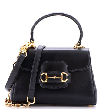 Gucci Horsebit 1955 Top Handle Flap Bag Leather Mini