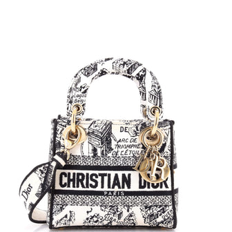 Christian Dior Lady D-Lite Bag Embroidered Canvas Mini