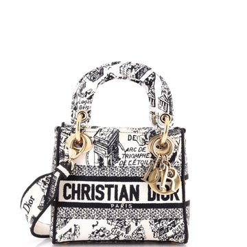 Christian Dior Lady D-Lite Bag Embroidered Canvas Mini
