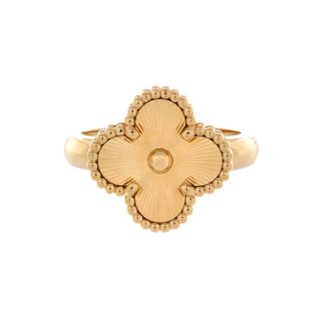 Van Cleef & Arpels Vintage Alhambra Ring Guilloche 18K Yellow Gold