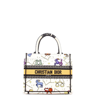 Christian Dior Book Tote Zodiac Embroidered Canvas Small