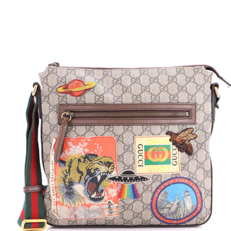 Gucci Courrier Zip Messenger GG Coated Canvas with Applique Medium