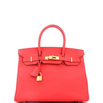 Hermes Birkin Handbag Red Epsom with Gold Hardware 30