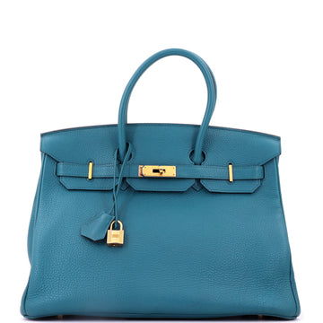Hermes Birkin Handbag Blue Togo with Gold Hardware 35