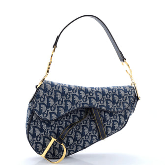 Christian Dior Vintage Saddle Bag Diorissimo Canvas Medium