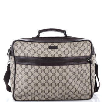 Gucci Front Zip Camera Bag GG Coated Canvas Large