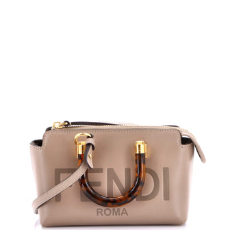 Fendi Logo By The Way Top Handle Bag Embossed Leather Mini