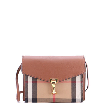 Burberry Macken Crossbody Bag Leather and House Check Canvas Baby