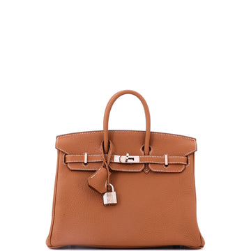 Hermes Birkin Handbag Brown Togo with Palladium Hardware 25