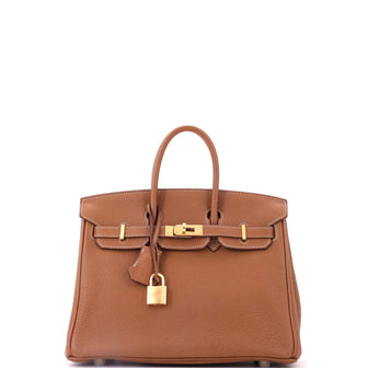Hermes Birkin Handbag Brown Togo with Gold Hardware 25