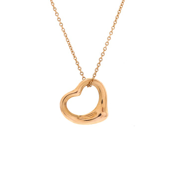 Tiffany & Co. Elsa Peretti Open Heart Pendant Necklace 18K Rose Gold 16mm