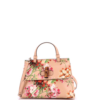 Gucci Bamboo Daily Top Handle Bag Blooms Print Leather Small
