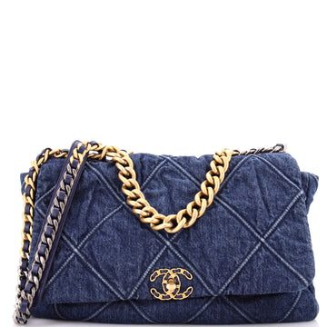 Chanel 19 Flap Bag Quilted Denim Maxi