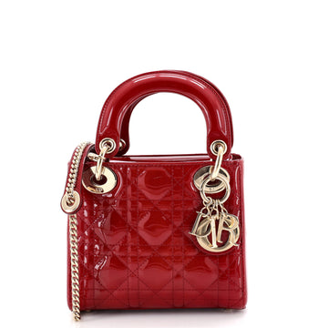 Christian Dior Lady Dior Chain Bag Cannage Quilt Patent Mini