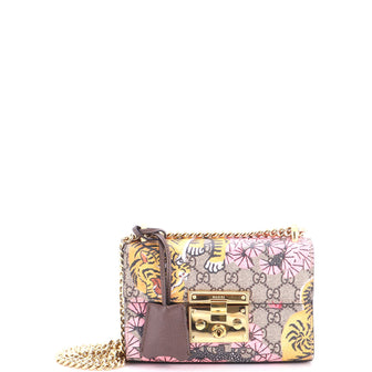 Gucci Padlock Shoulder Bag Bengal Print GG Coated Canvas Small