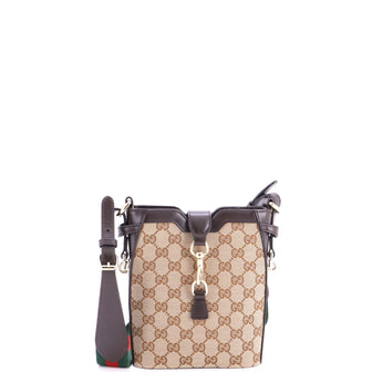 Gucci Bucket Bag GG Canvas with Leather Mini