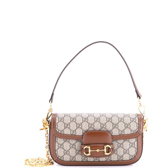 Gucci Horsebit 1955 Shoulder Bag GG Coated Canvas with Leather East West