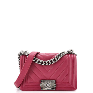 Chanel Boy Flap Bag Chevron Calfskin Small