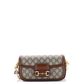 Gucci Horsebit 1955 Shoulder Bag GG Coated Canvas with Leather East West
