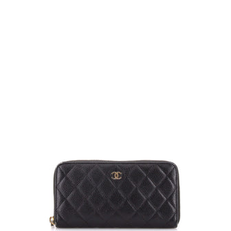 Chanel Zip Around Wallet Quilted Caviar Long