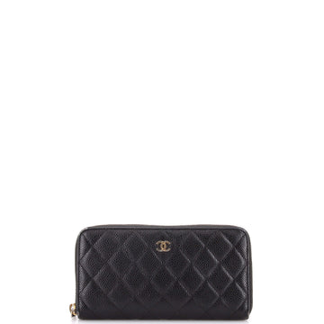 Chanel Zip Around Wallet Quilted Caviar Long