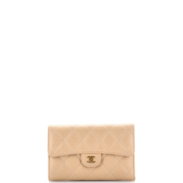 Chanel CC Gusset Classic Flap Wallet Quilted Caviar Medium