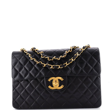 Chanel Vintage Classic Double Flap Bag Quilted Lambskin Jumbo