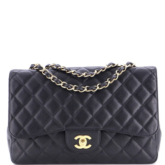 Chanel Classic Single Flap Bag Quilted Caviar Jumbo
