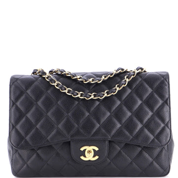 Chanel Classic Single Flap Bag Quilted Caviar Jumbo