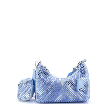 Prada Re-Edition 2005 Shoulder Bag Crystal Embellished Satin Small
