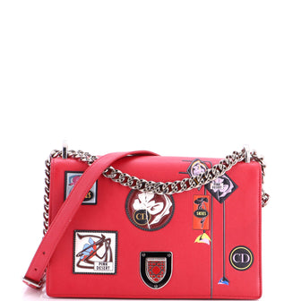 Christian Dior Diorama Flap Bag Patch Embellished Leather Medium
