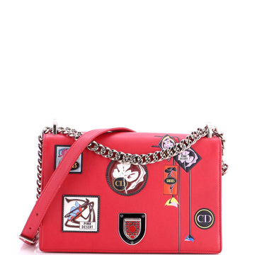 Christian Dior Diorama Flap Bag Patch Embellished Leather Medium