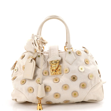 Louis Vuitton Polka Dot Panama Bowly Handbag Embellished Canvas