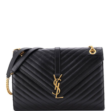 Saint Laurent Classic Monogram Envelope Satchel Matelasse Chevron Leather Large
