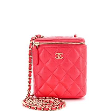 Chanel Vertical Classic Vanity Case with Chain Quilted Caviar Mini