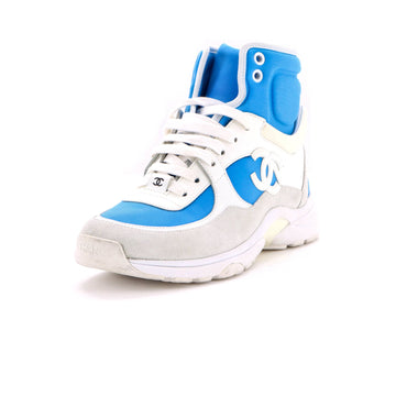 Chanel Women's CC High-Top Lace Sneakers Leather and Neoprene