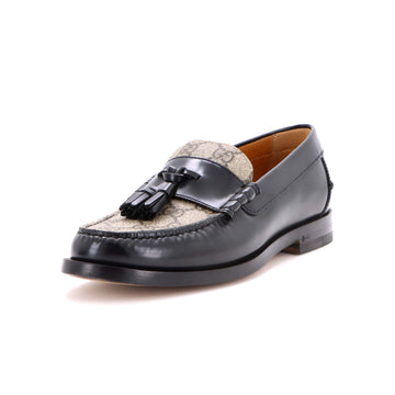 Gucci Men's Kaveh Tassel Loafers Leather with GG Coated Canvas