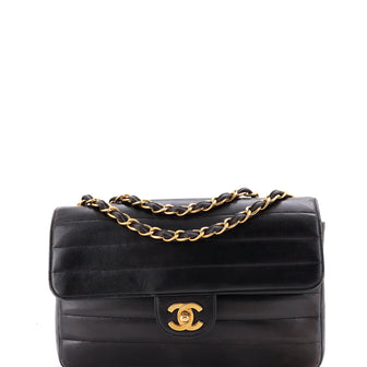 Chanel Vintage CC Flap Bag Horizontal Quilted Leather Jumbo